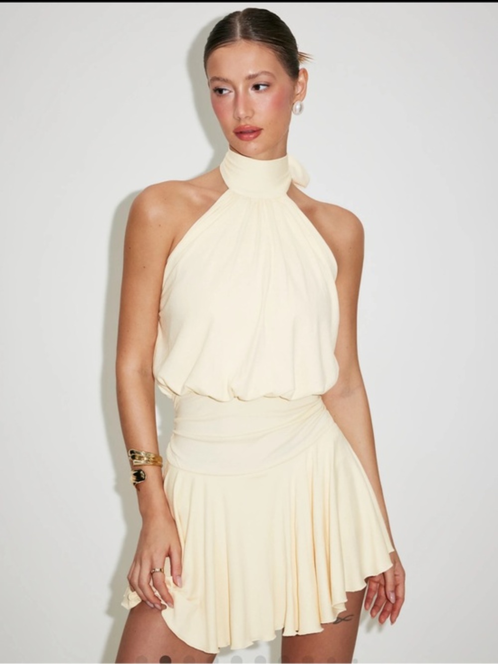 NWT CIDER STAND COLLAR SLEEVELESS A-LINE MINI DRESS WITH SCARF